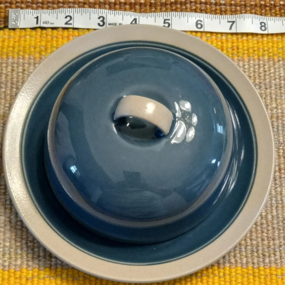 Mikasa Stone Craft Blue CF435 Butter Dish & Cover. NWOT or Box.